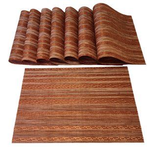 Placemats Set of 8 for Dining Table Non-Slip Washable Woven Vinyl in Copper NWOT
